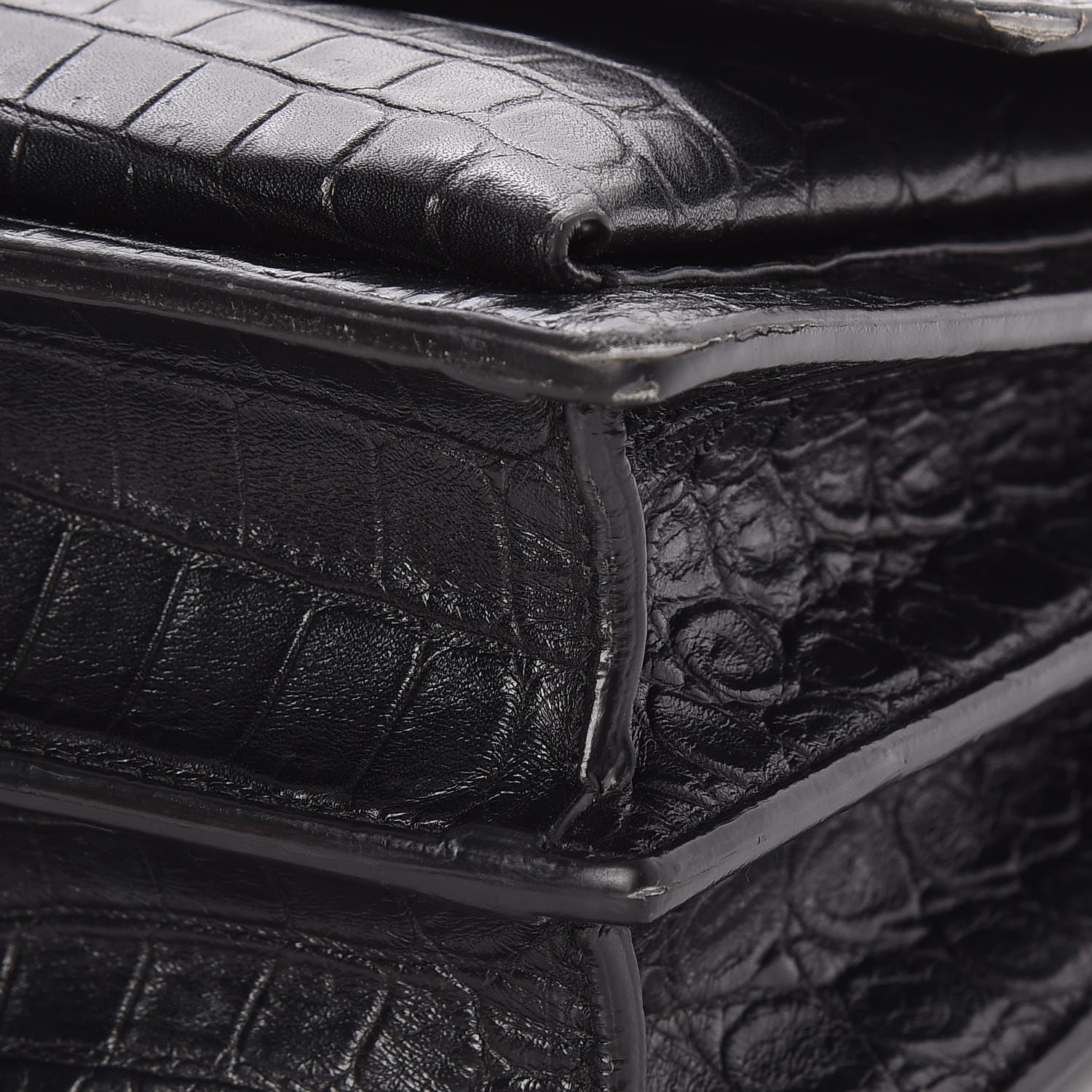 Saint Laurent Calfskin Crocodile Embossed Medium Monogram Sunset Black 10 of 10