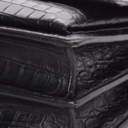 Saint Laurent Calfskin Crocodile Embossed Medium Monogram Sunset Black 10 of 10