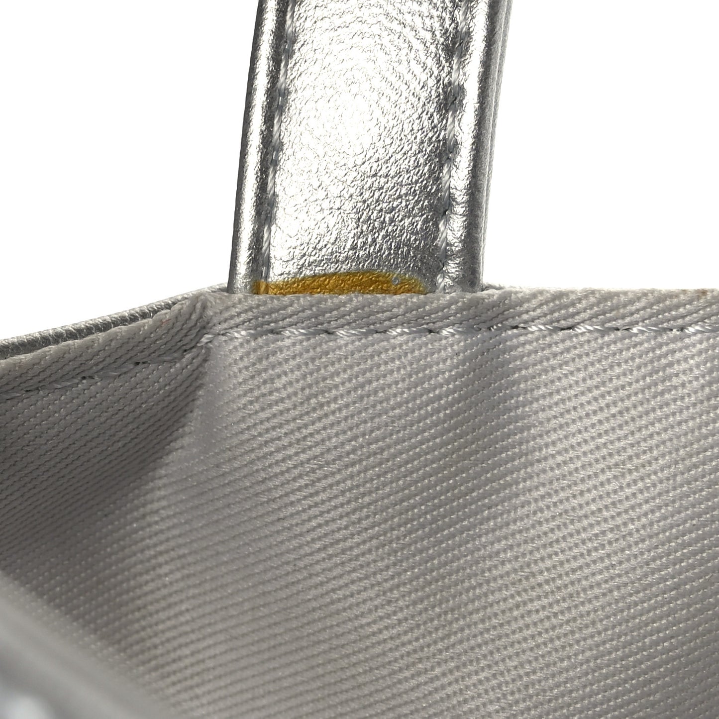Metallic Vegan Leather Medium Shopping Bag Silver