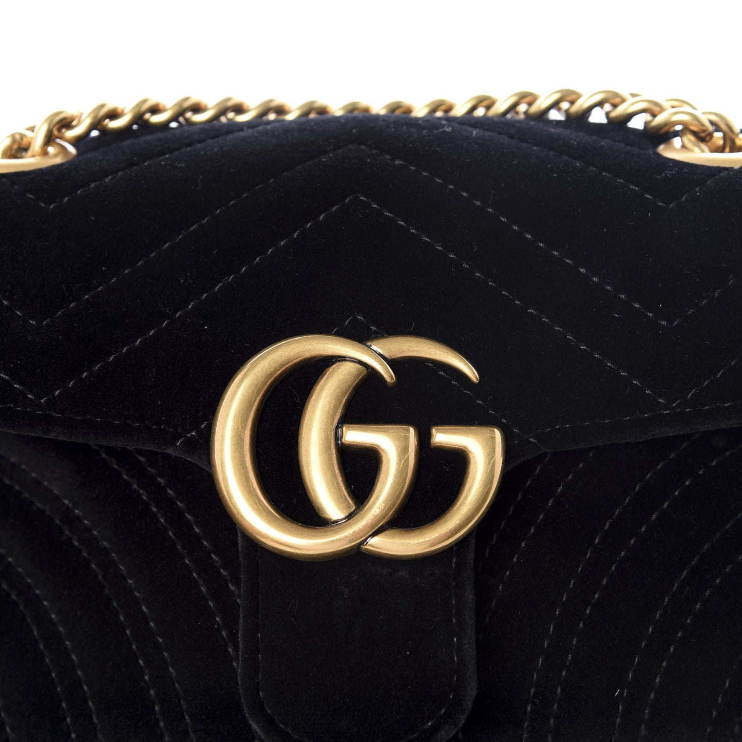 Velvet Matelasse Mini GG Marmont Shoulder Bag Black