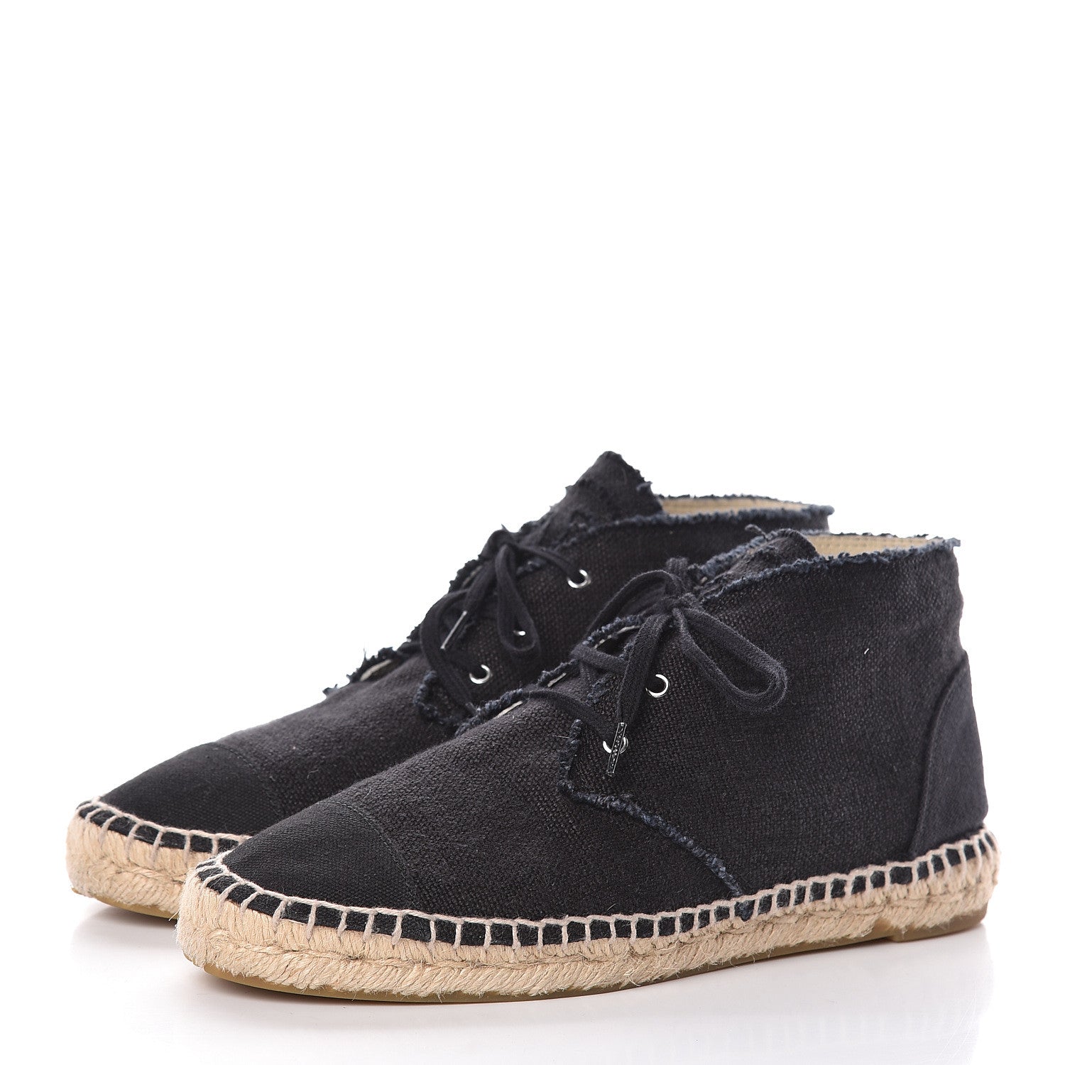 Chanel Canvas Lace Up Espadrilles 39 Black 3 of 13
