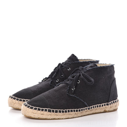 Chanel Canvas Lace Up Espadrilles 39 Black 3 of 13