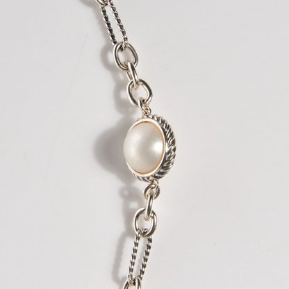 David Yurman Sterling Silver Pearl Figaro Chain Necklace 5 of 12