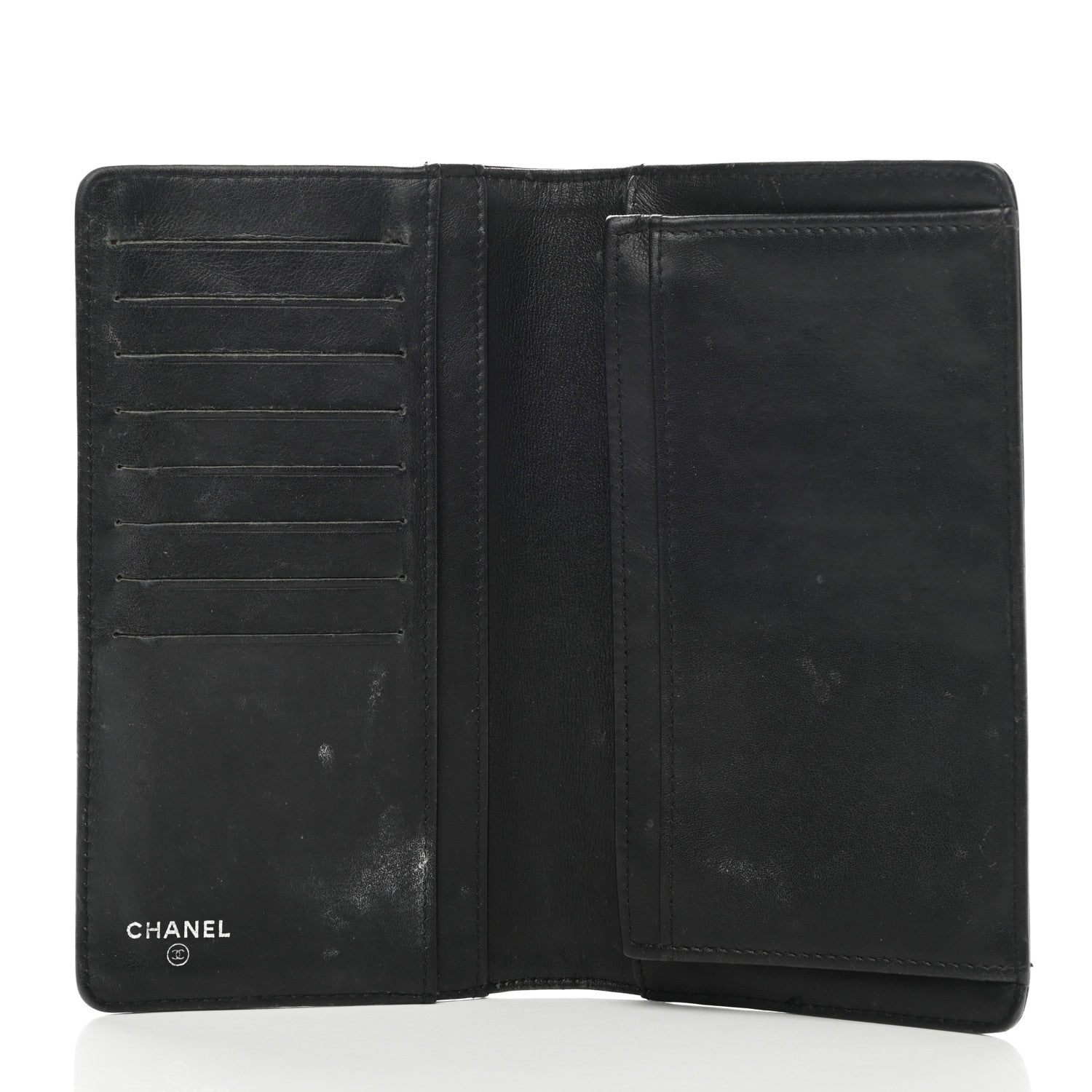Chanel Patent Camellia Embossed Yen Wallet Black 5 of 13