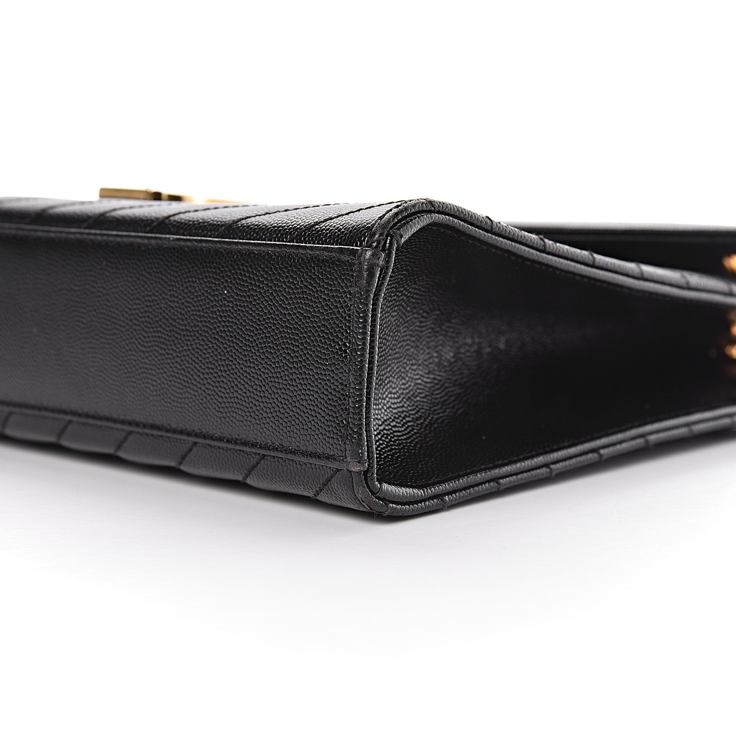 Saint Laurent Grain De Poudre Matelasse Chevron Large Monogram Satchel Black 14 of 20