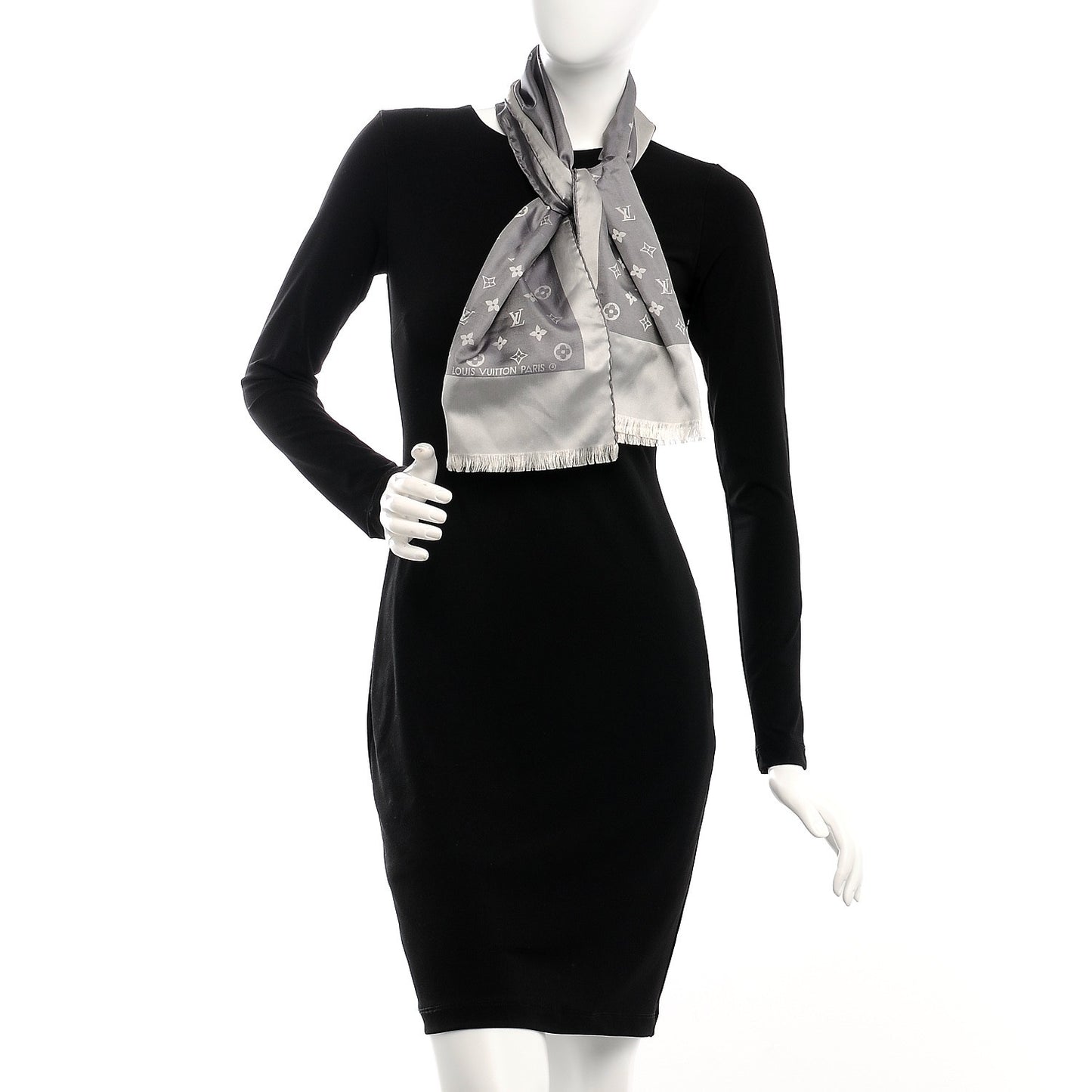 Silk Monogram Capri Scarf Grey