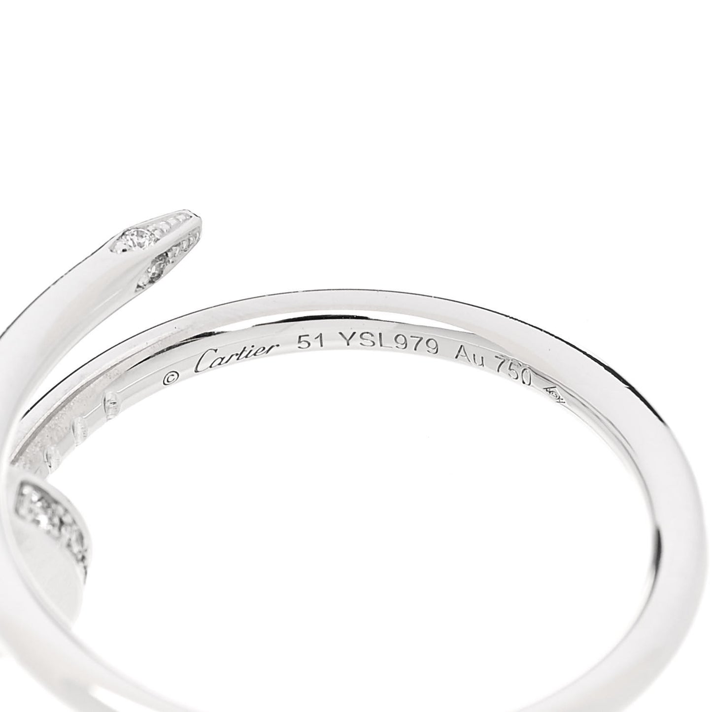 18K White Gold Diamond Small Juste Un Clou Ring 51 5.75
