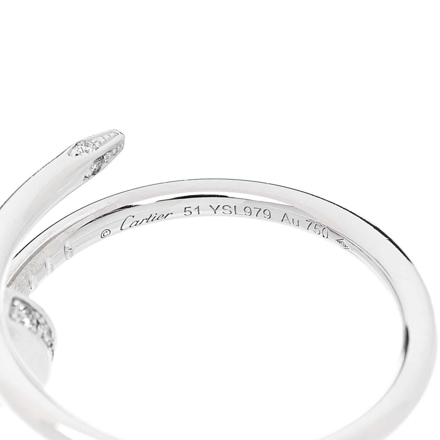 Cartier 18K White Gold Diamond Small Juste Un Clou Ring 51 5.75 5 of 6