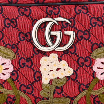 Gucci Monogram Multicolor Matelasse Diagonal Floral Embroidered Small GG Marmont Chain Shoulder Bag Red Blue Multicolor 9 of 11