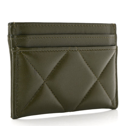 Chanel Lambskin Quilted Chanel 19 Card Holder Khaki 3 of 9