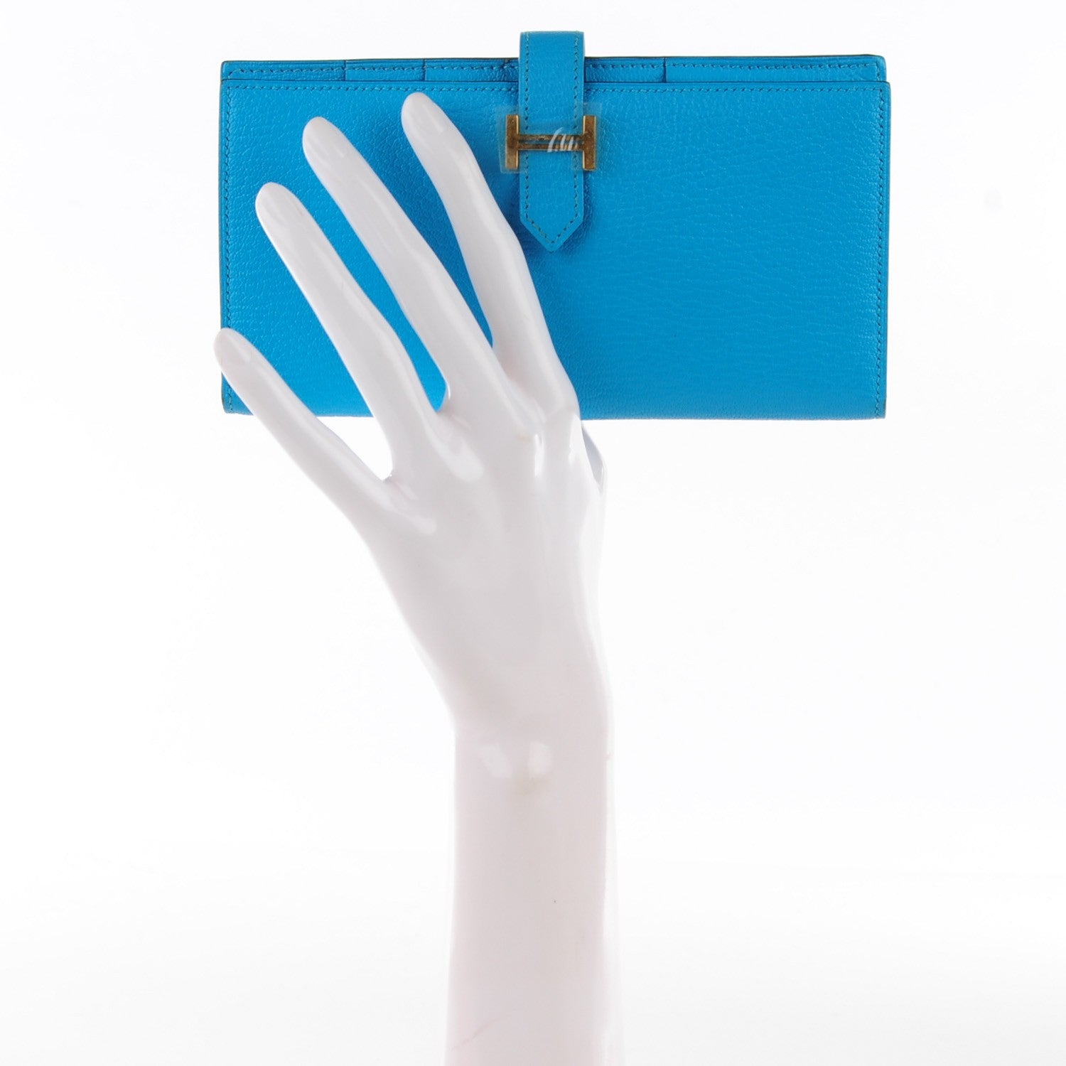 Hermes Chevre Mysore Bearn Wallet Bleu Azteque 2 of 14