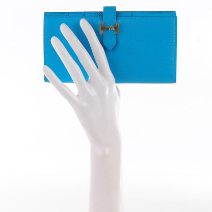 Hermes Chevre Mysore Bearn Wallet Bleu Azteque 2 of 14