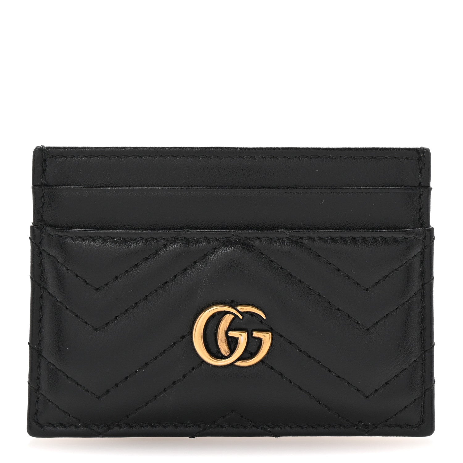 Gucci Calfskin Matelasse GG Marmont Card Holder Black 1 of 6