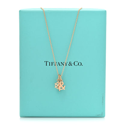 Tiffany 18K Rose Gold Enamel Ampersand Snowflake Match Pendant Necklace Blue 6 of 6