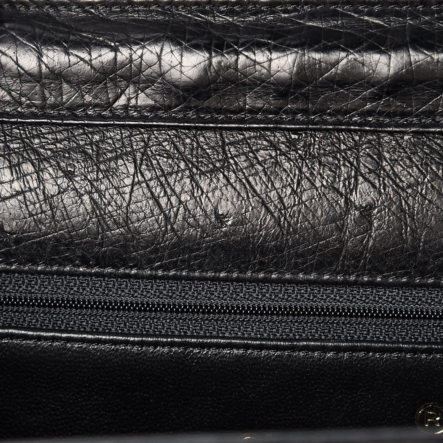 Ostrich Medium Single Flap Black