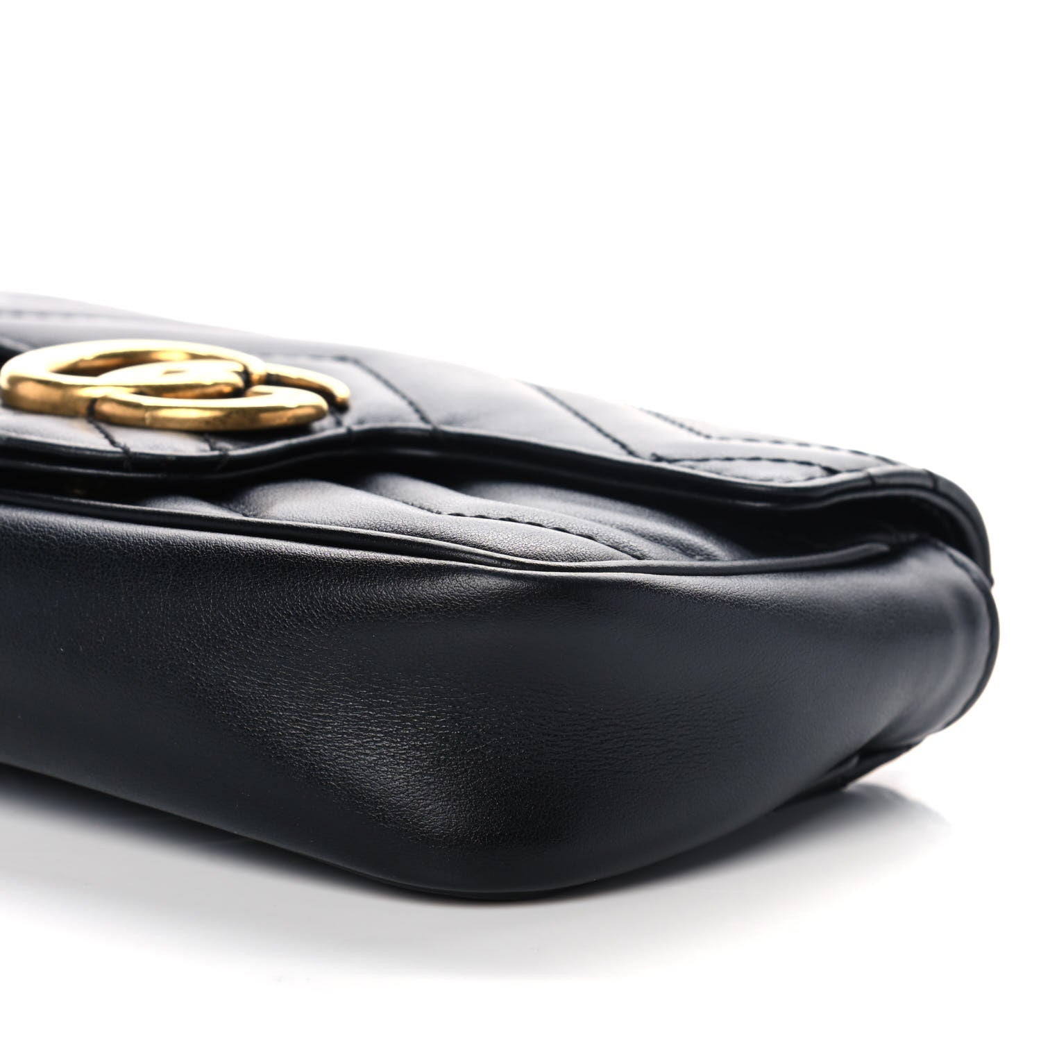 Gucci Calfskin Matelasse Super Mini GG Marmont Shoulder Bag Black 11 of 14