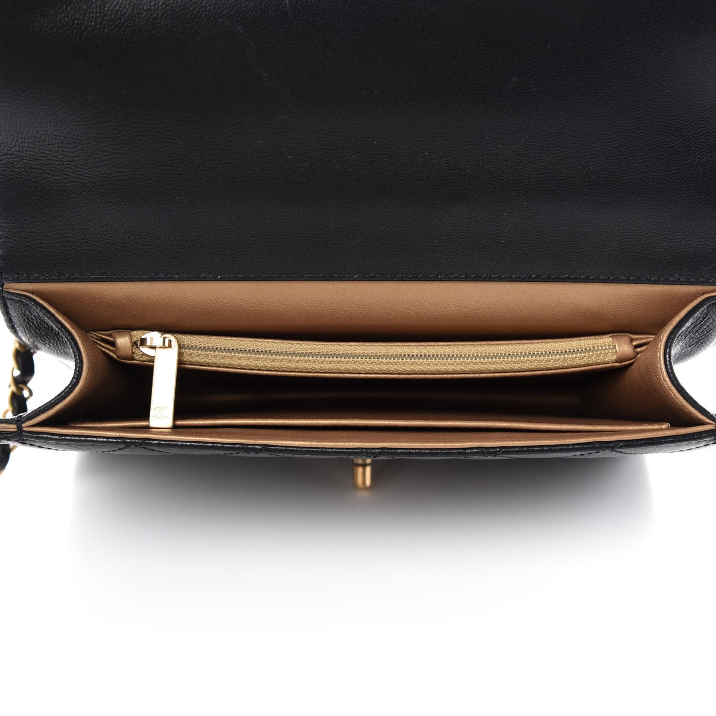 Lambskin Quilted Small Chic Pearls Flap Black