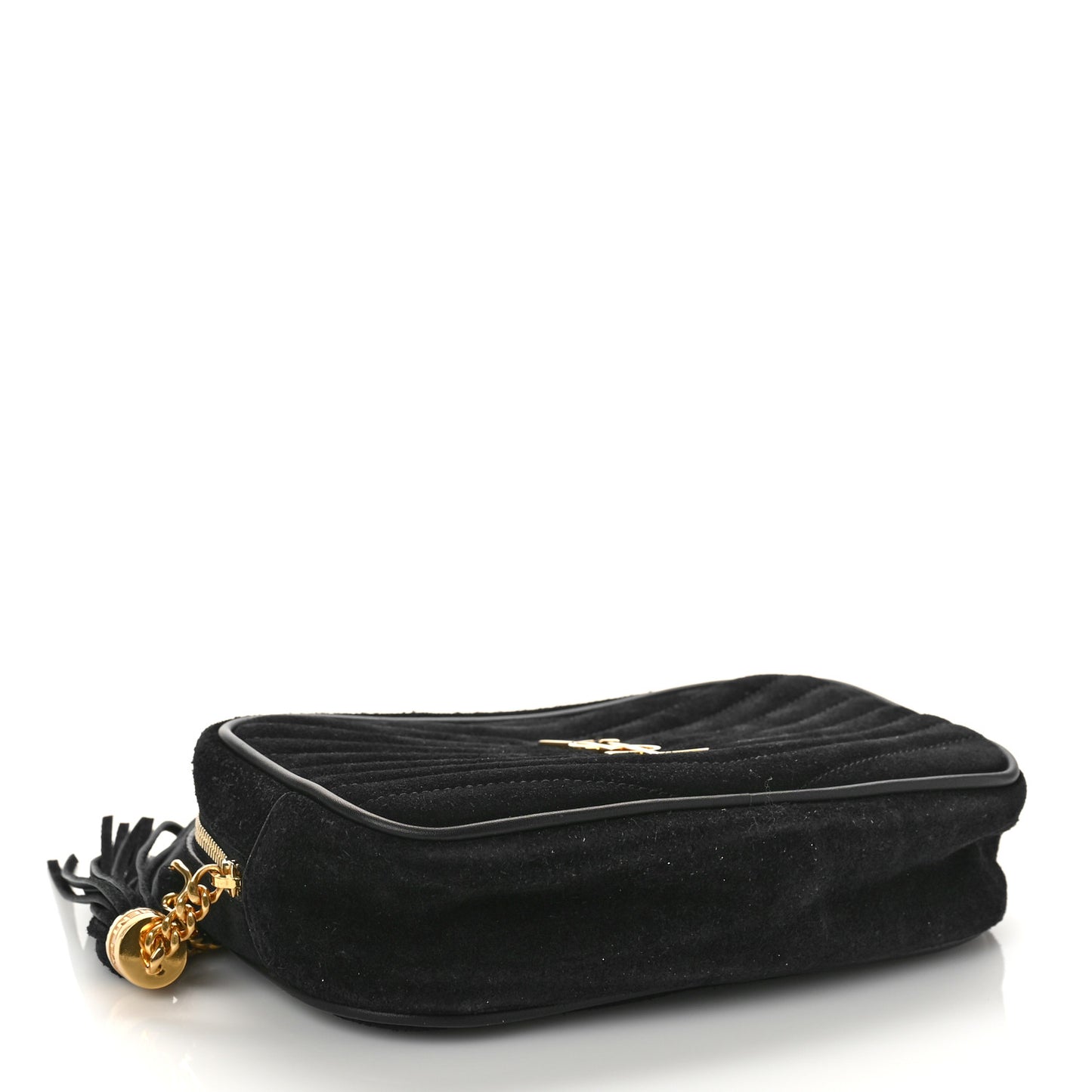 Suede Matelasse Monogram Mini Lou Camera Bag Black