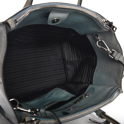 Prada Glace Calf Twin Pocket Tote Marine 6 of 15