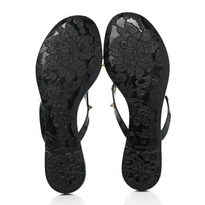 Valentino Garavani PVC Jelly Rockstud Bow Thong Sandals 38 Black 5 of 7