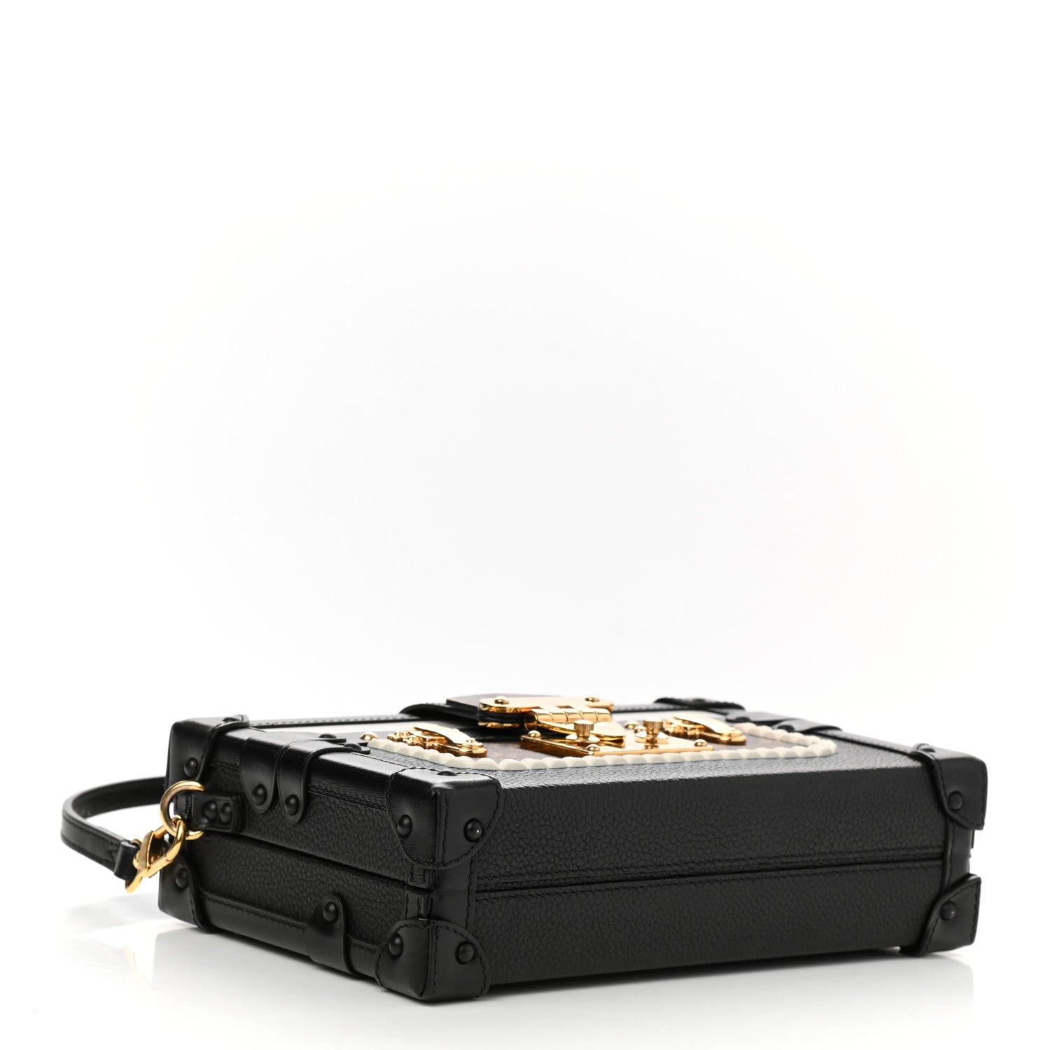 Louis Vuitton Monogram Calfskin Petite Malle Black White 5 of 10