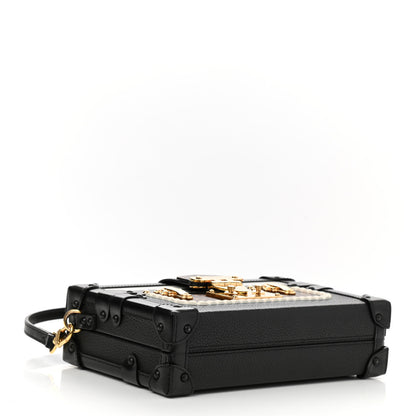 Louis Vuitton Monogram Calfskin Petite Malle Black White 5 of 10