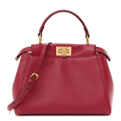 Fendi Nappa Monster Eyes Mini Peekaboo Iconic Satchel Amarena Fiamma 1 of 11