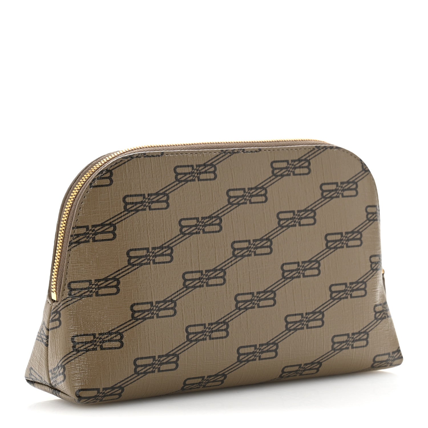 Balenciaga Coated Canvas BB Monogram Signature Toiletry Pouch Beige Brown 3 of 9