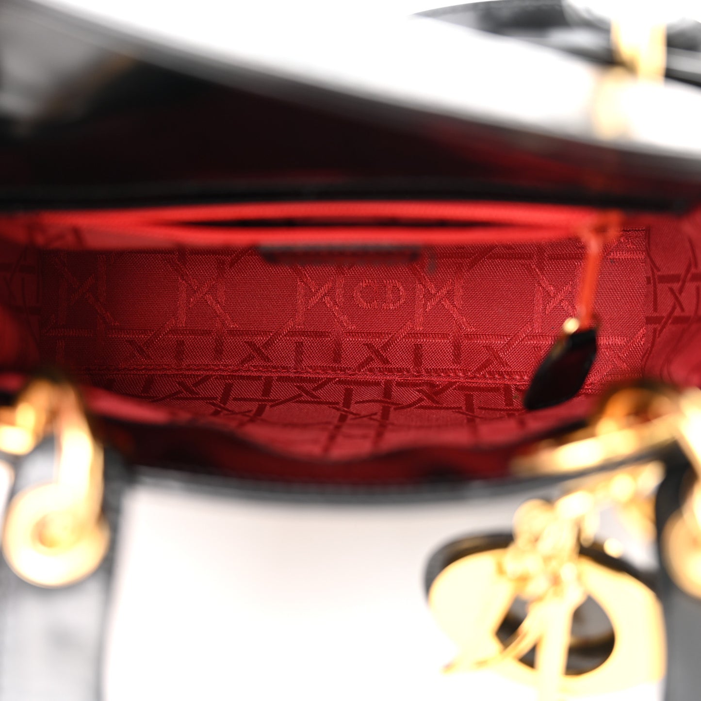 Glazed Calfskin Mini Lady Dior Black