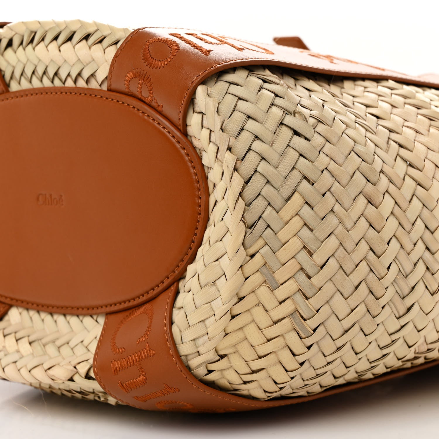 Chloe Raffia Smooth Calfskin Medium Sense Basket Caramel 12 of 14