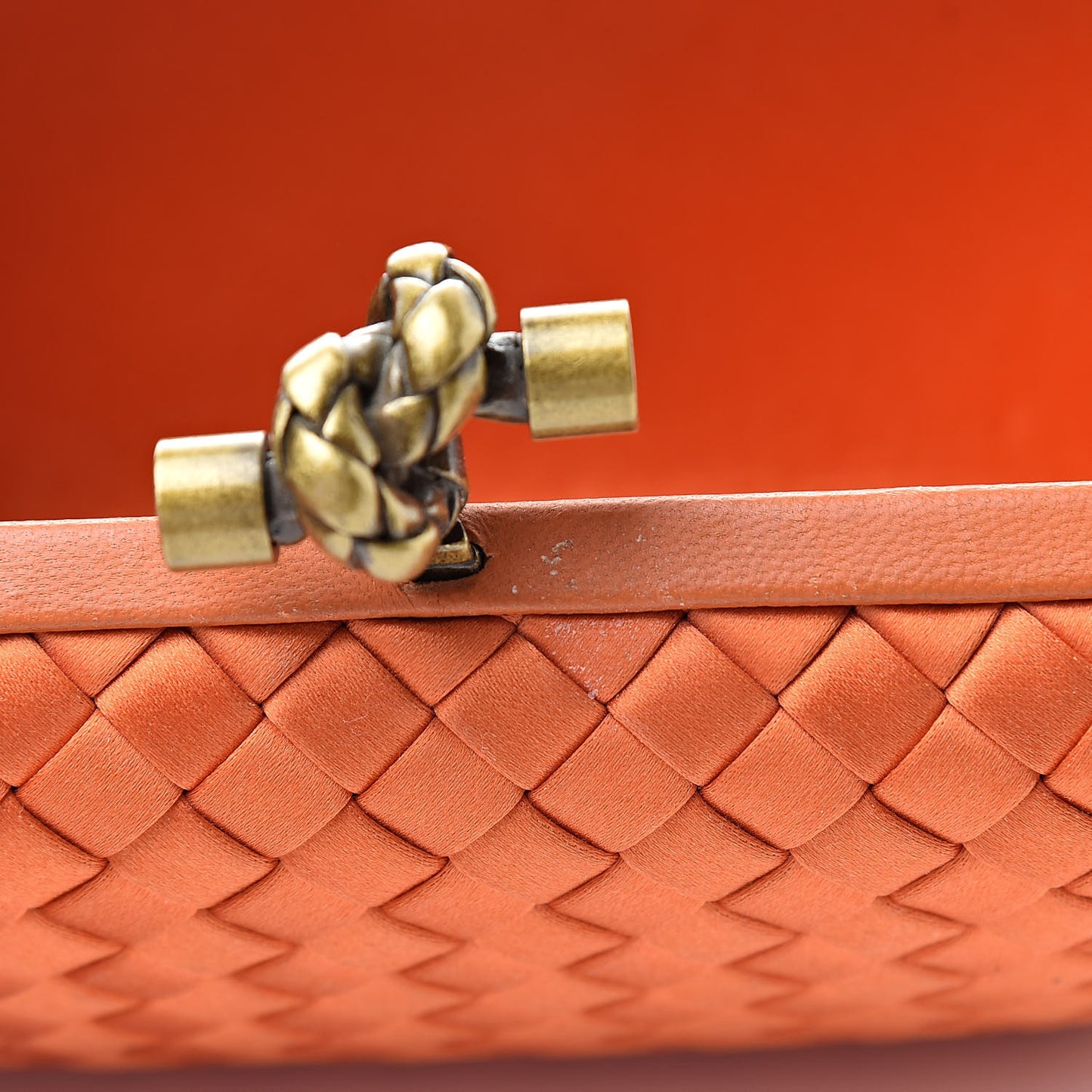 Satin Intreccio Knot Clutch Orange