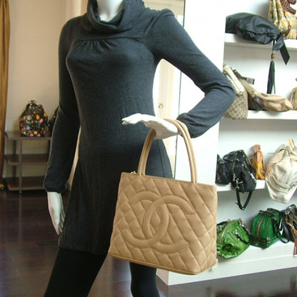 Chanel Caviar Quilted Medallion Tote Beige 2 of 11