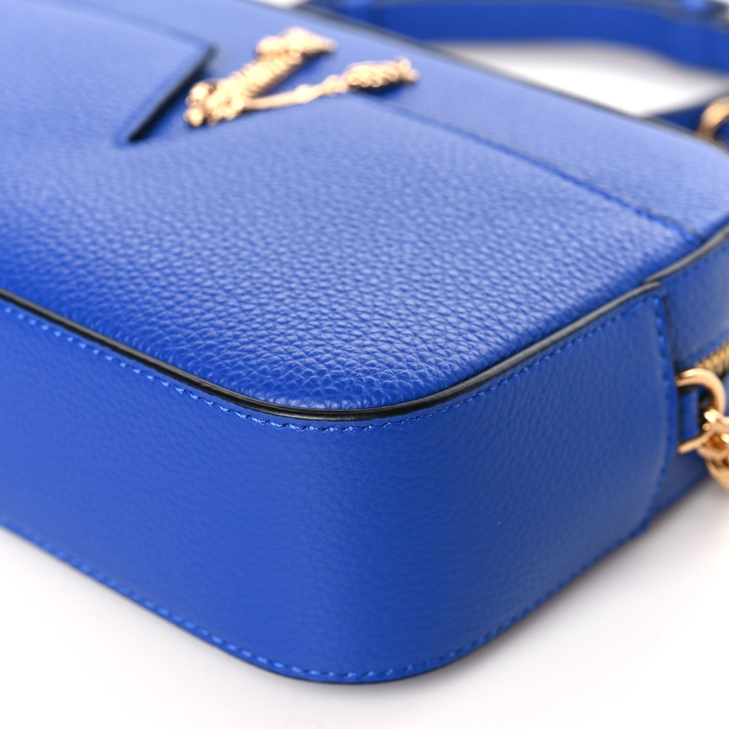 Grainy Calfskin Small Virtus Camera Bag Blue