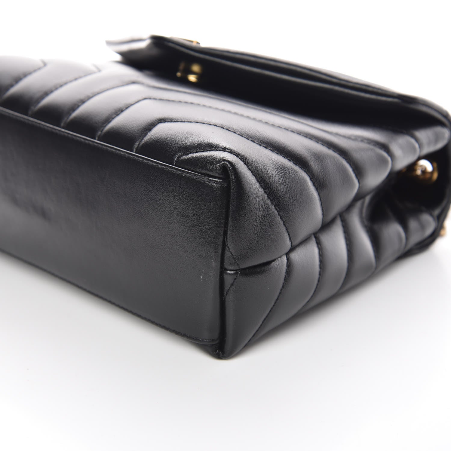 Saint Laurent Calfskin Y Quilted Monogram Small Loulou Chain Satchel Black 9 of 9