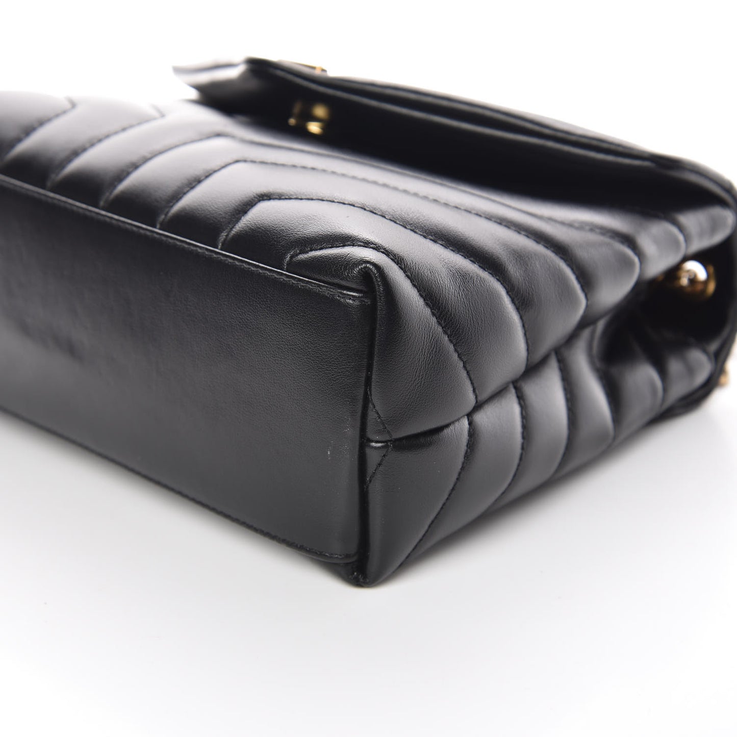 Calfskin Y Quilted Monogram Small Loulou Chain Satchel Black