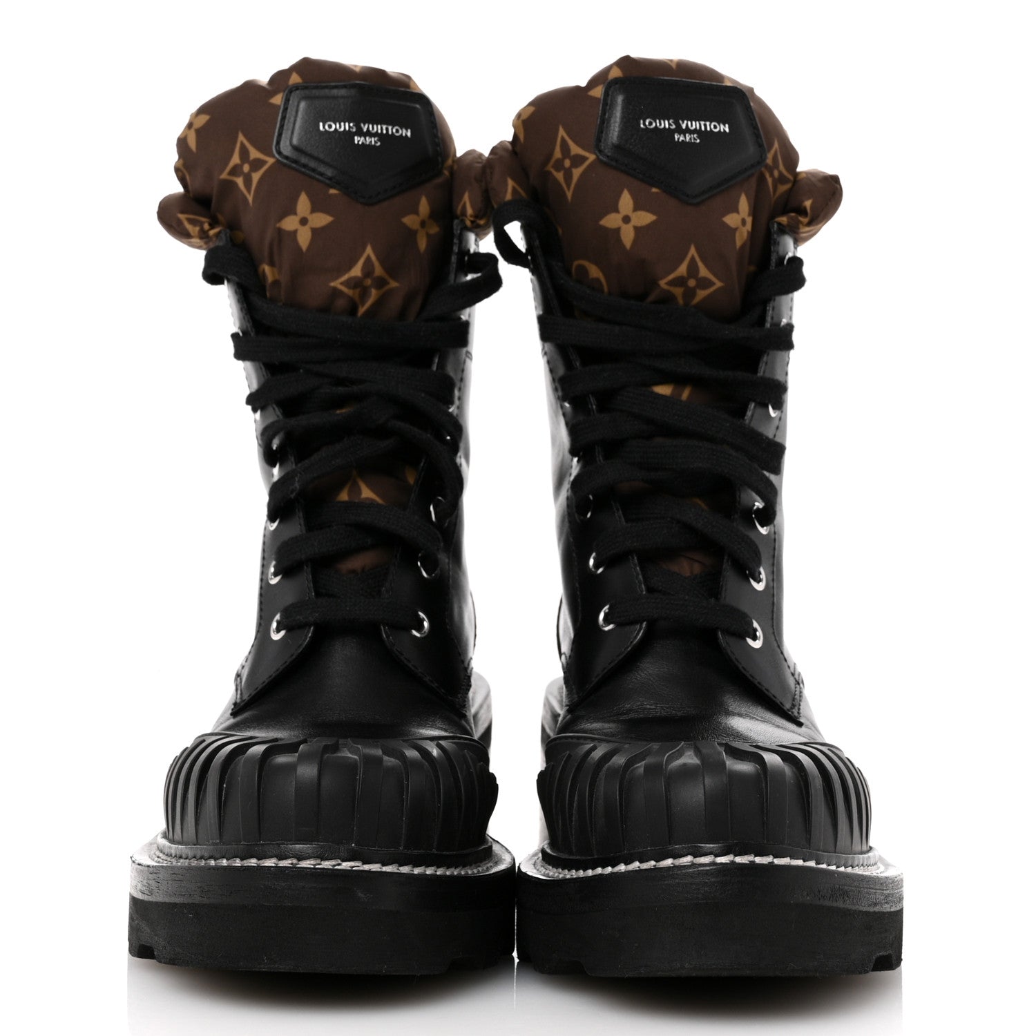 Louis Vuitton Calfskin Monogram Nylon LV Beaubourg Ankle Boots 39 Black 3 of 10