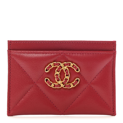 Chanel Goatskin Quilted Chanel 19 Card Holder Red 1 of 8