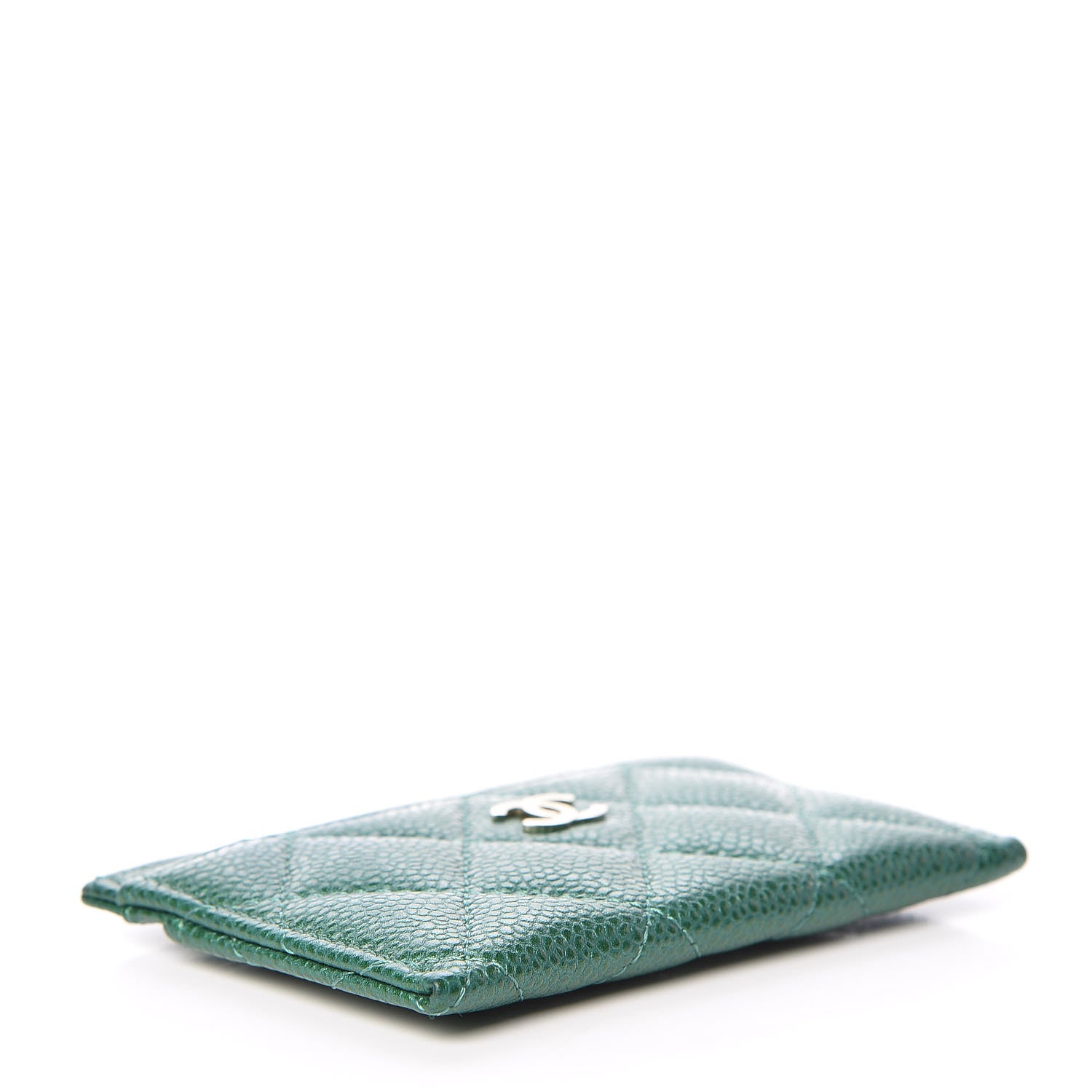 Chanel Metallic Caviar Quilted Card Holder Green 4 of 10