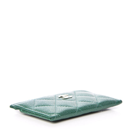 Chanel Metallic Caviar Quilted Card Holder Green 4 of 10