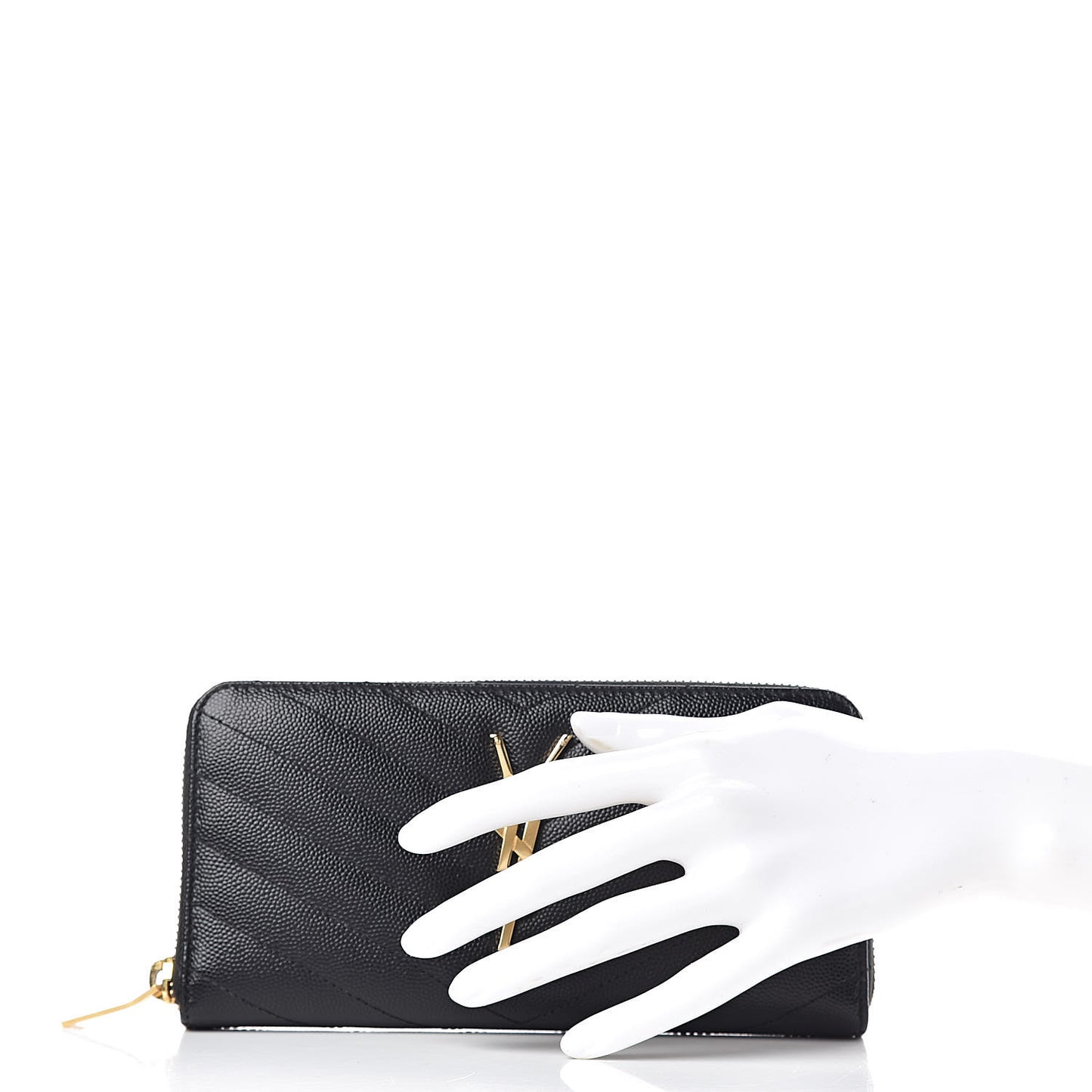 Grain De Poudre Matelasse Chevron Monogram Zip Around Wallet Black