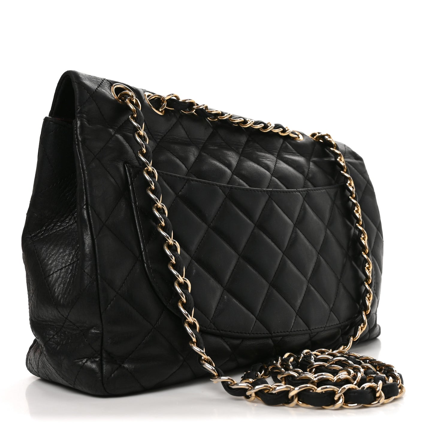 Lambskin Quilted Jumbo Single Flap Black