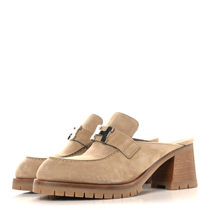 Hermes Suede Goatskin Flore 60 Mules 35.5 Beige 4 of 10