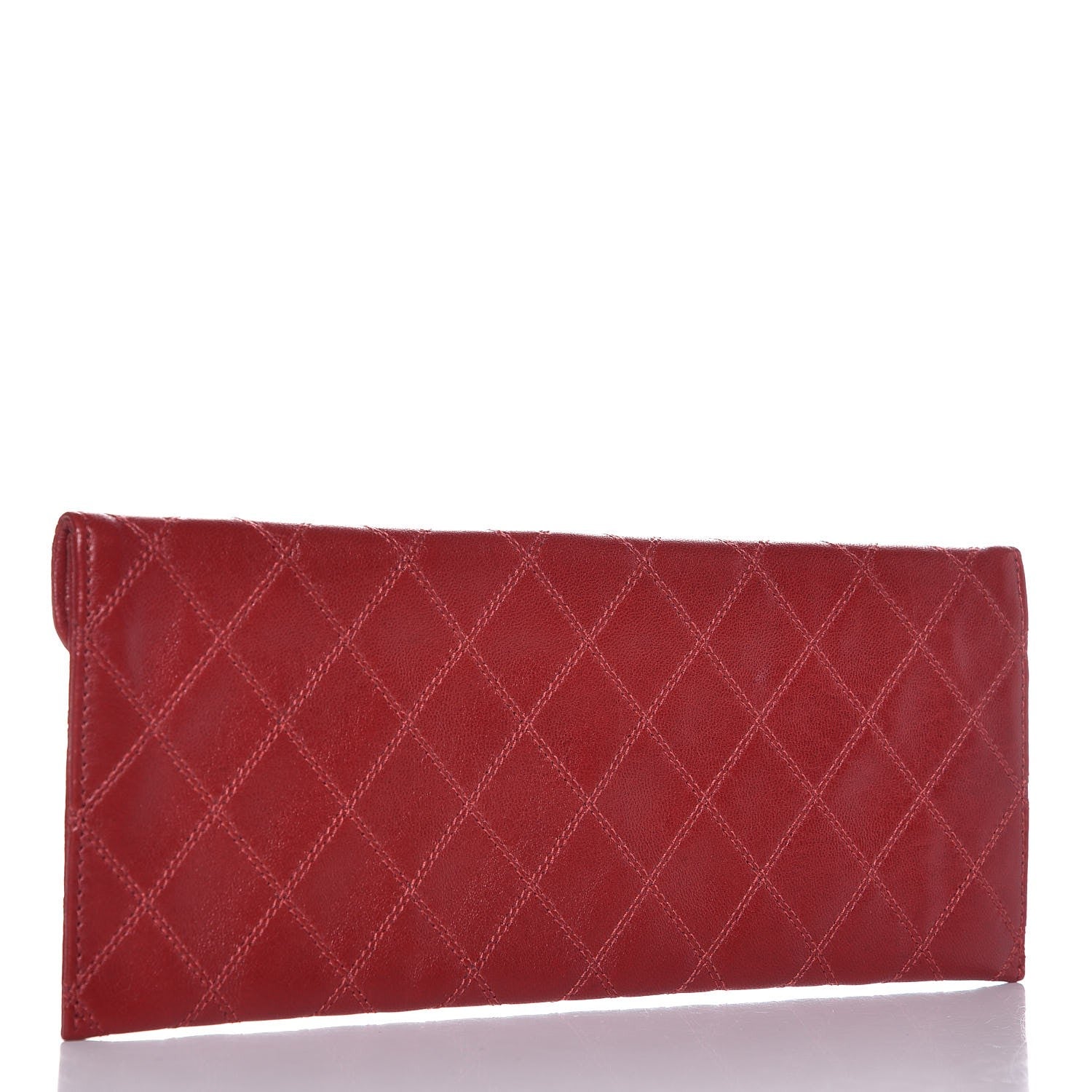 Chanel Lambskin Diamond Stitched Pouch Red 3 of 8