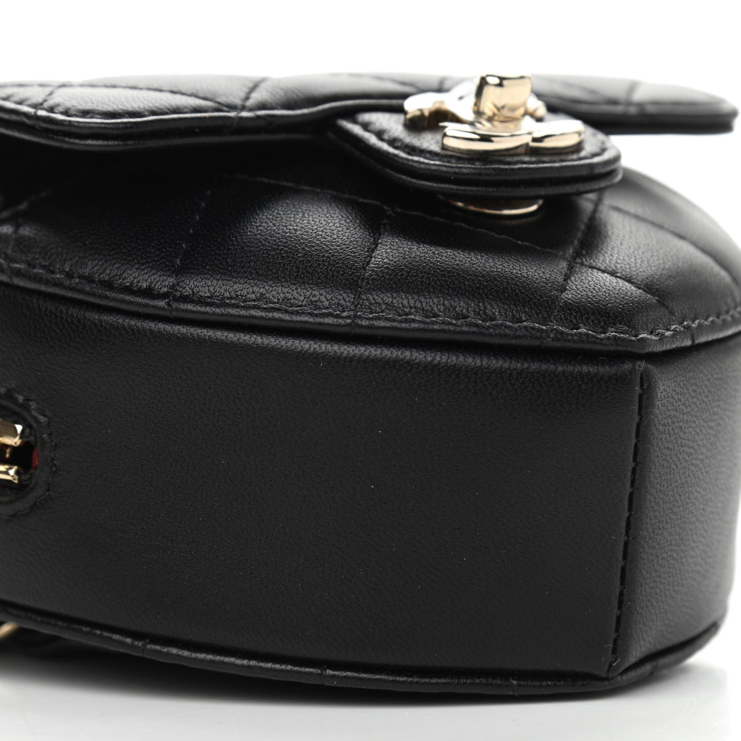 Chanel Lambskin Quilted CC In Love Heart Waist Belt Bag With Chain Black 9 of 10
