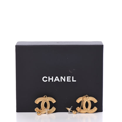 Chanel CC Drop Earrings Matte Gold 5 of 5