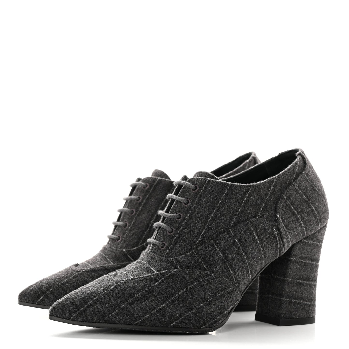 Fabric Lace Up Ankle Booties 37 Grey