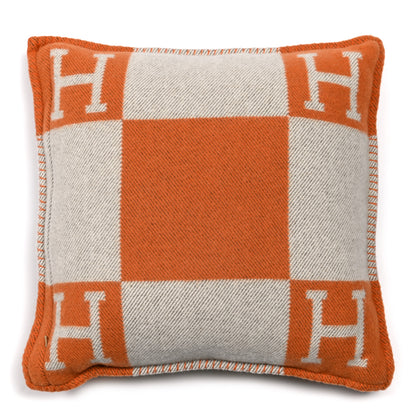 Hermes Wool Cashmere Avalon Pillow PM Ecru Potiron 2 of 3