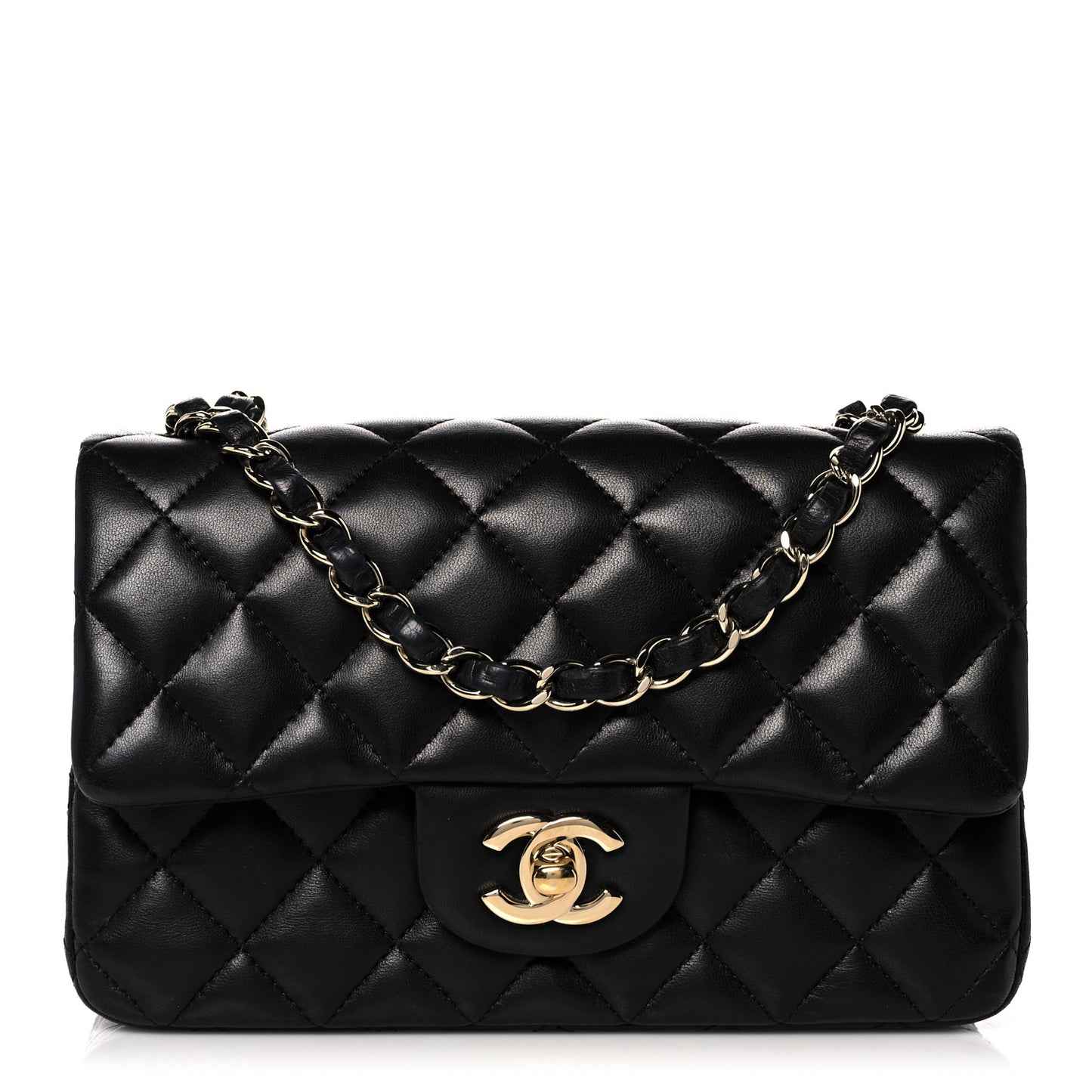 Lambskin Quilted Mini Rectangular Flap Black