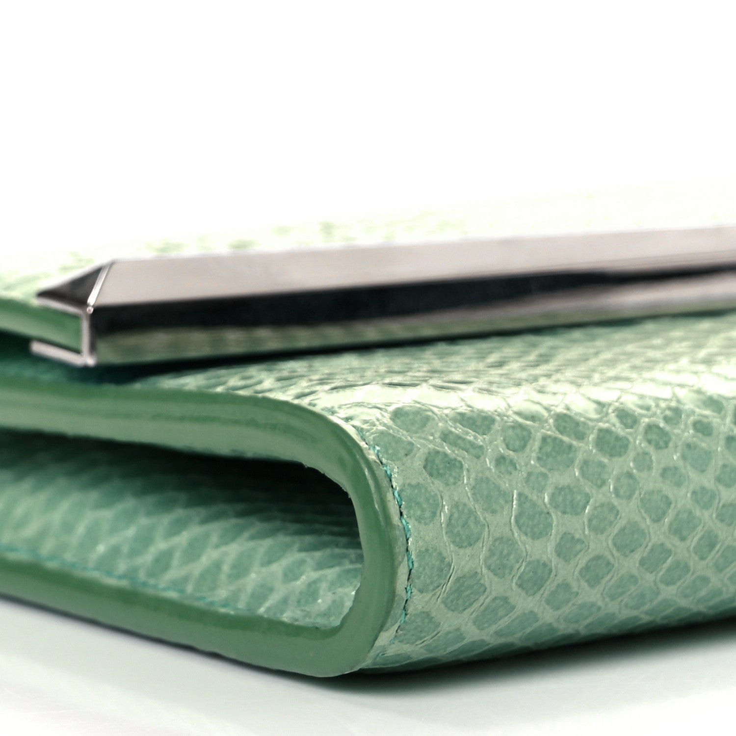 Jimmy Choo Snakeskin Embossed Chain Clutch Green 6 of 7