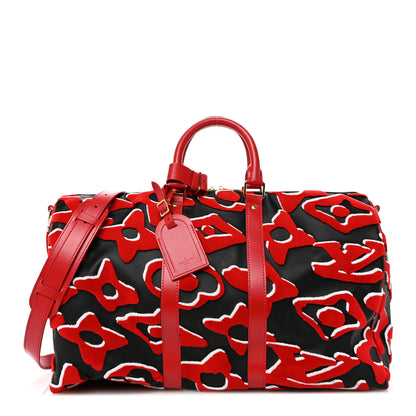 Louis Vuitton X UF Tufted Monogram Keepall Bandouliere 45 Black Red 1 of 9